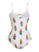 Maillot de bain une pièce blanc à bretelles fleuries 3D des années 1960