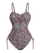 Maillot de bain léopard marron cordon de serragedes années 1940