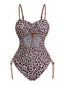 Maillot de bain léopard marron cordon de serragedes années 1940