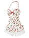 [Prévente] Maillot de bain col licou fraise en dentelle années 1950