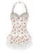 [Prévente] Maillot de bain col licou fraise en dentelle années 1950