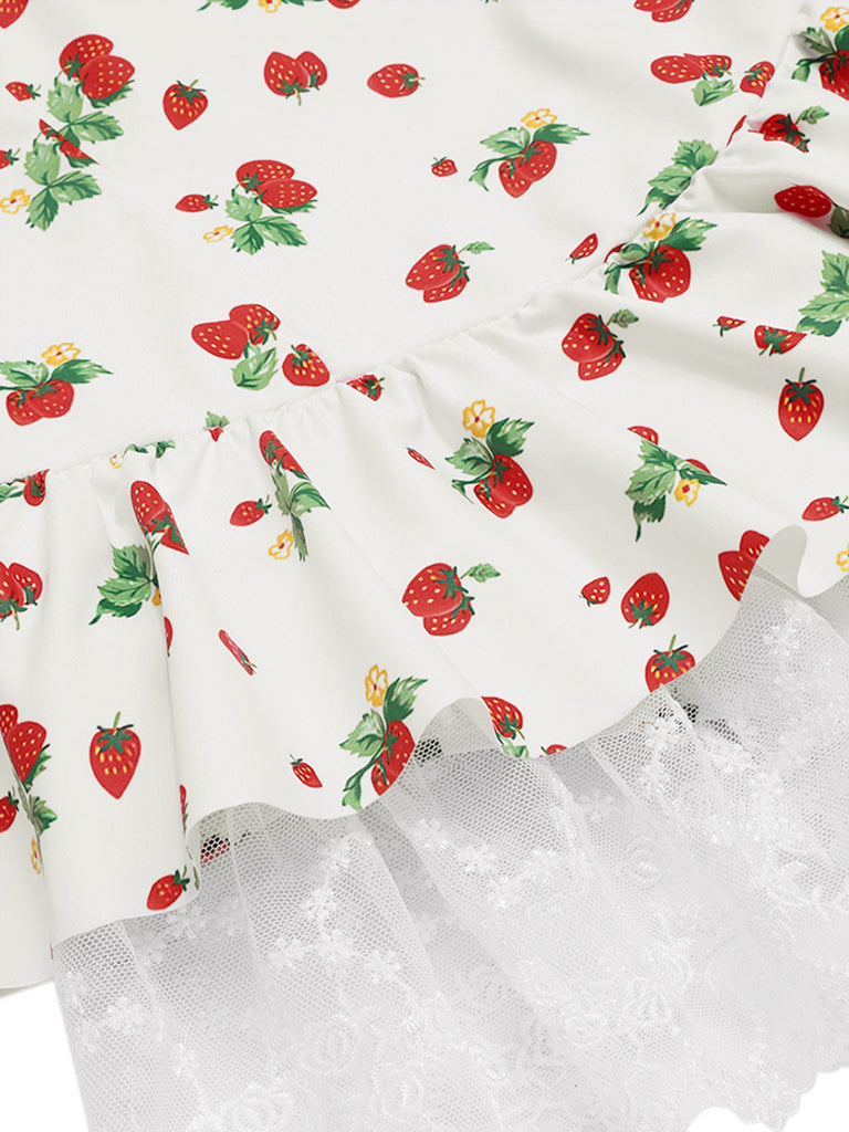 [Prévente] Maillot de bain col licou fraise en dentelle années 1950