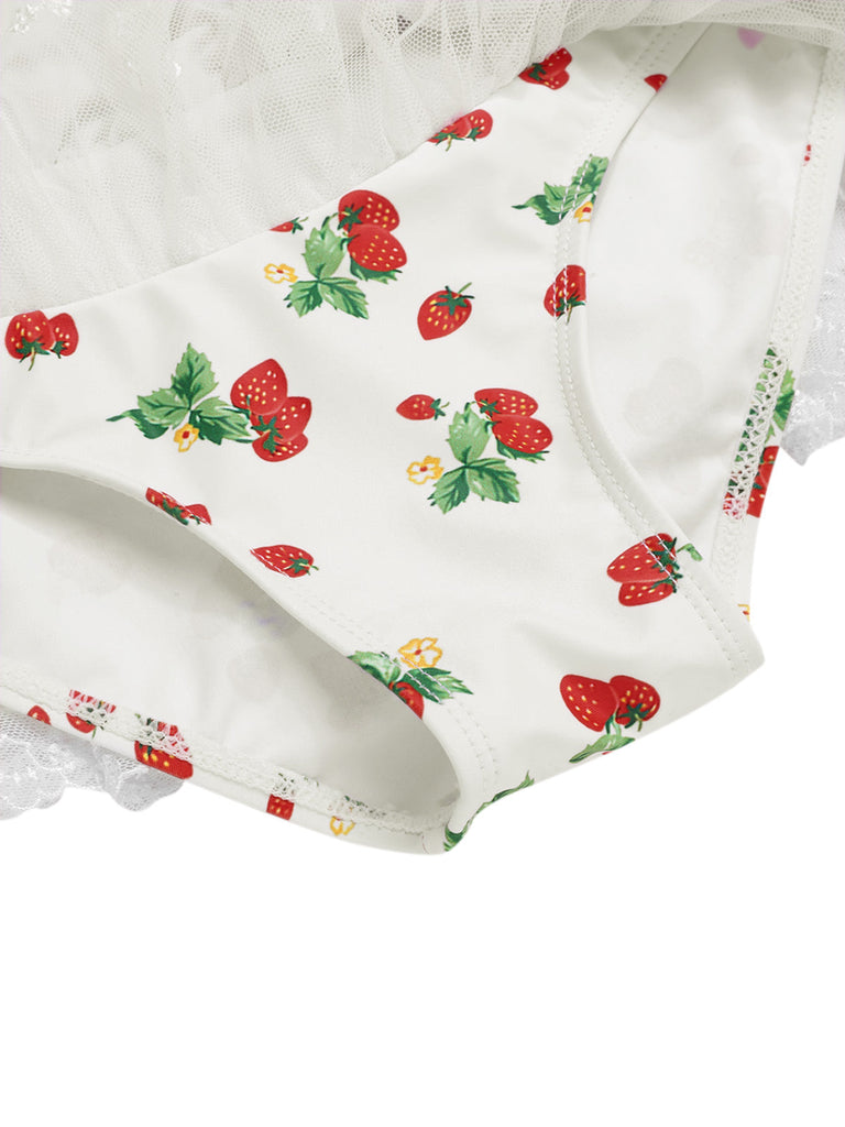 [Prévente] Maillot de bain col licou fraise en dentelle années 1950