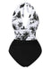 Maillot de bain dos nu col V motif silhouette de feuille des années 1940