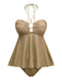 Maillot de bain dos nu à lacets et chaîne coquillages des années 1940