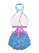 Maillot de bain croisé violet bohème années 1970