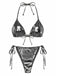 Ensemble bikini métallisé uni à bretelles années 1970