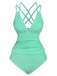 Ensemble De Tankini Colorblock Col V Profond Dos Épinglé Année 1940