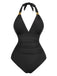 Maillot de bain une pièce froncé à décolleté plongeant en V années 1940