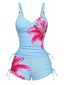 Ensemble tankini à lacets uni à motif floral années 1950