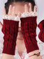 Gants sans doigts en tricot torsadé patchwork de dentelle vintage