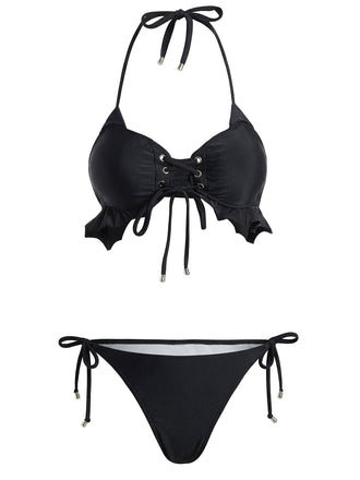 Black 1950s Halter Tankini Set