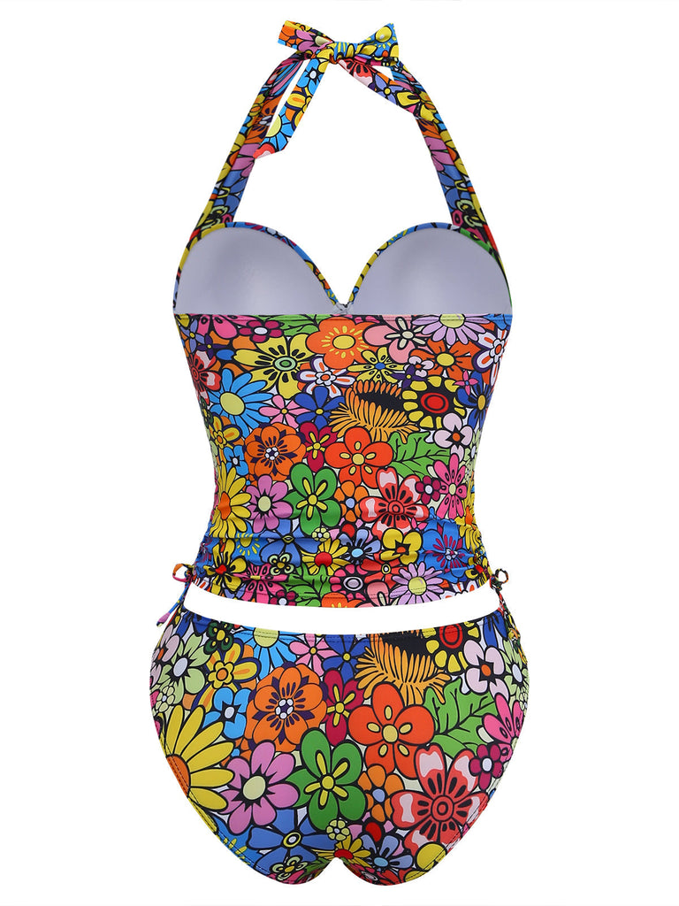 Marguerite Halter Coloré Ensemble Tankini Années 2000 3