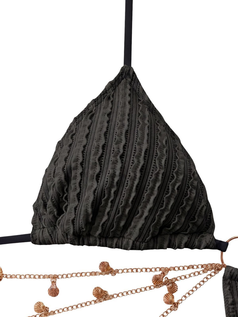 Maillot de Bain Noir Métal Chaîne Découpé Années 1930
