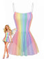 Maillot de bain une pièce multicolore rayures arc-en-ciel années 1940