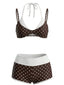 Maillot de bain marron à pois double épaisseur années 1950