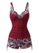 Tankini Vert bohème col V bretelles années 70