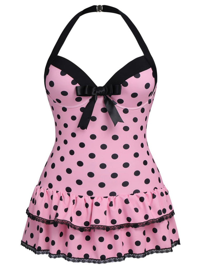 [Grande taille] Maillot de bain Hater rose à pois des années 1940