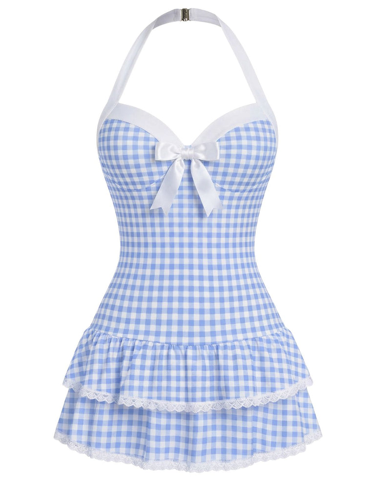 Maillot de bain une pièce Beige à pois et nœud des années 1940