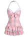 Maillot de bain une pièce Beige à pois et nœud des années 1940