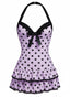 Maillot de bain une pièce Violette à pois et nœud des années 1940