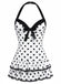 Maillot de bain une pièce noir à pois et nœud des années 1940
