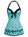 Maillot de bain une pièce rose à pois et nœud des années 1940