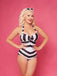 Maillot de bain dos nu à rayures noir et blanc des années 1950