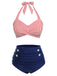 Ensemble de maillot de bain dos nu rayé des années 1940