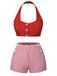 Maillot de bain rouge à carreaux licou des années 1950