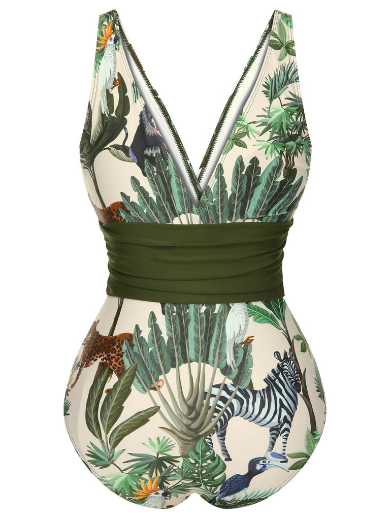 Maillot de bain et cache-maillot en forme de feuille de palmier des années 60