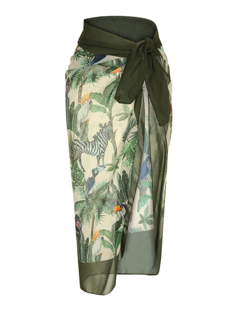 Maillot de bain et cache-maillot en forme de feuille de palmier des années 60