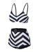 Maillot de bain noir à rayures fines des années 1950