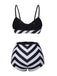 Maillot de bain noir à rayures fines des années 1950