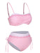 Maillot de bain rose à carreaux coeur et bretelles spaghetti des années 1950