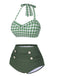 Maillot de bain dos nu à carreaux vert gris des années 1940