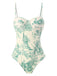Maillot de bain une pièce à bretelles fines florales à l'encre des années 1950