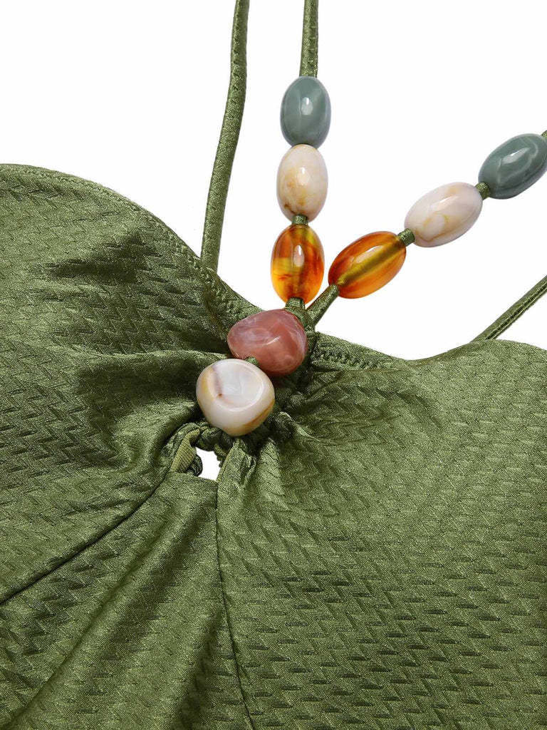 Maillot de bain bandeau texturé solide des années 1960
