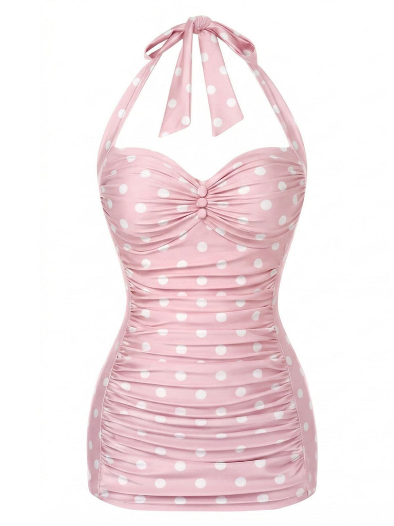Maillot de Bain Turquoise Dos Nu à Pois années 50