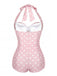 Maillot de Bain Turquoise Dos Nu à Pois années 50