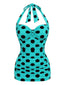 Maillot de Bain Turquoise Dos Nu à Pois années 50