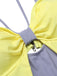 Maillot de bain violet et jaune avec nœud contrasté découpé des années 1950