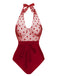 Maillot de bain en maille à pois noir des années 1950
