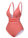 Maillot de bain une pièce à rayures et bretelles spaghetti des années 1950