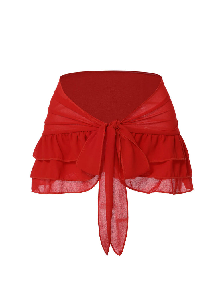 Cache maillot à Jupe en mousseline de soie bleue des années 1960