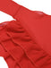 2PCS Maillot de bain licou roses et jupe cache-maillot rouges des années 1960