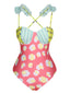 Maillot de bain patchwork multicolore style dessin animé années 1950