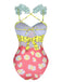 Maillot de bain patchwork multicolore style dessin animé années 1950