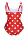 Maillot de bain à bretelles froissées à pois des années 1940