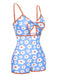 Maillot de bain à bretelles découpées et à fleurs des années 1930